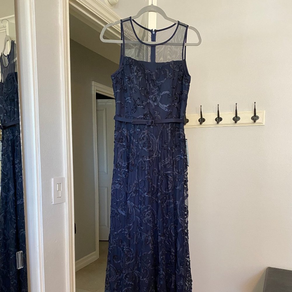 Alex Evenings Navy Blue Formal Lace Dress
